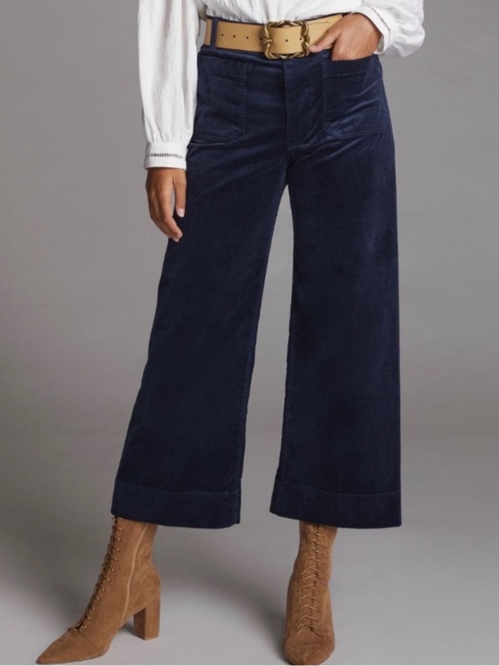 Anthropologie Maeve Colette Navy Blue Corduroy High Rise Wide Leg Pants Sz 27P